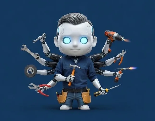 Illustrated Atlas home services assistant with tools